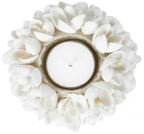 Κηροπήγιο Από Κοχύλια The Flower Power BABL014W-M D9 White Bazar Bizar Shell