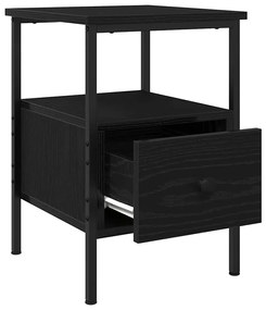 vidaXL Κομοδίνο με συρτάρι Μαύρη δρυς 34 x 36 x 50 εκ