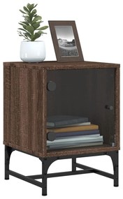 vidaXL Κομοδίνα 2 τεμ. Καφέ Δρυς 35x37x50 εκ. με Γυάλινες Πόρτες