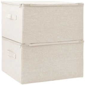 vidaXL Κουτιά Αποθήκευσης 2 τεμ. Κρεμ 43 x 34 x 23 εκ. Υφασμάτινα
