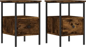 vidaXL Κομοδίνα 2 τεμ. Καπνιστή Δρυς 34 x 36 x 50 εκ. Επεξεργ. Ξύλο