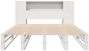 vidaXL Κρεβάτι Βιβλιοθήκη Χωρίς Στρώμα Λευκό 135x190 εκ Μασίφ Πεύκο