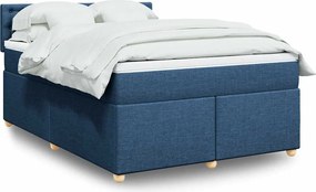 vidaXL Κρεβάτι Boxspring με Στρώμα Μπλε 140x190 εκ. Υφασμάτινο