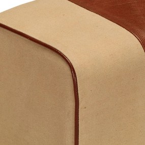 vidaXL Πάγκος Γυμναστικής Bok Καφέ 38 εκ. Γνήσιο Δέρμα &amp; Ξύλο Μάνγκο