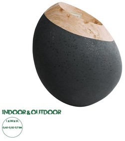 GloboStar® Artificial Garden RAVELLO 20747 Επιδαπέδιο Πολυεστερικό Τσιμεντένιο Κασπώ Γλάστρα - Flower Pot Μαύρο με Καφέ Μ60 x Π50 x Υ75cm