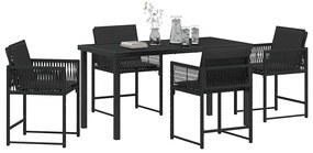 vidaXL Σέτ φαγητού για κήπο 5 pcs Μαύρο συνθετικό ρατάν