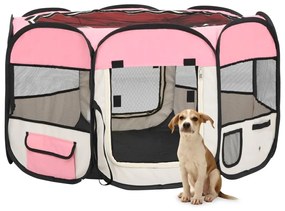 Πάρκο Σκύλου Πτυσσόμενο Ροζ 110x110x58 εκ. με Σάκο Μεταφοράς - Ροζ