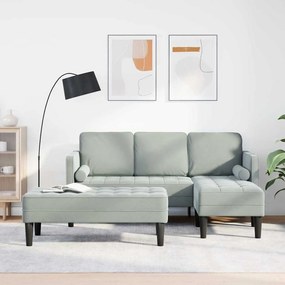 vidaXL Σετ Καναπέ με μαξιλάρι 2 pcs Ανοιχτό γκρι Πολυεστέρας