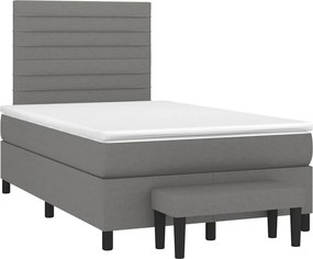 vidaXL Κρεβάτι Boxspring με Στρώμα Σκούρο Γκρι 120x190 εκ Υφασμάτινο