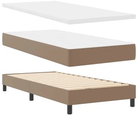 vidaXL Κρεβάτι με Στρώμα Καπουτσίνο 100 x 200 cm Τεχνητό δέρμα