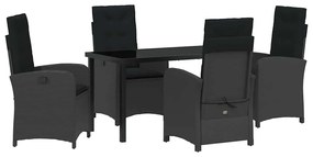 vidaXL Σέτ φαγητού για κήπο 5 pcs Μαύρο συνθετικό ρατάν