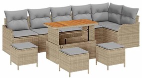 vidaXL Σετ Καναπέ Κήπου 10 pcs Μπεζ, Ανοιχτό Γκρι 110 x 55 x 71 εκ