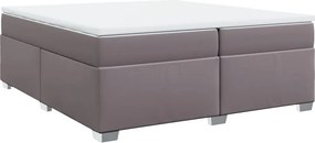 vidaXL Κρεβάτι Boxspring με Στρώμα Γκρι 200x200 εκ. Συνθετικό Δέρμα