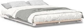 vidaXL Κρεβάτι δαπέδου Λευκό 140 x 210 cm Μασίφ ξύλο πεύκου