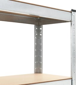 vidaXL Ραφιέρα 5 Επιπέδων 3 τεμ. Ασημί από Ατσάλι &amp; Επεξεργασμένο Ξύλο