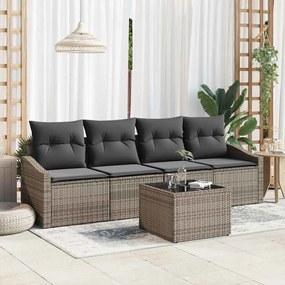 vidaXL Σετ Καναπέ Κήπου με μαξιλάρι 5 pcs Γκρι 55 x 55 x 37 εκ
