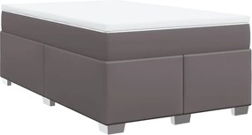 vidaXL Κρεβάτι Boxspring με Στρώμα Γκρι 120x190εκ. από Συνθετικό Δέρμα