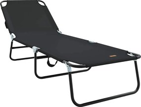 vidaXL Πτυσσόμενη ξαπλώστρα Μαύρο 188 x 57 x 86,5 εκ. Πολυεστέρας
