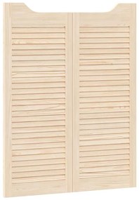 Swing Doors Louvred Design 1-Pair 100x80 cm μασίφ ξύλο πεύκο - Καφέ