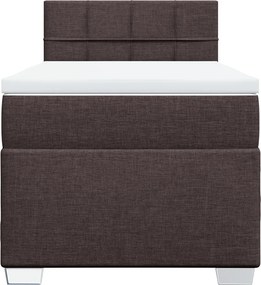vidaXL Κρεβάτι Boxspring με Στρώμα Σκούρο Καφέ 90x190 εκ. Υφασμάτινο