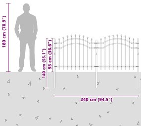 vidaXL Φράχτης Κήπου Λευκό 140 cm Ατσάλι με Επικάλυψη Πούδρας
