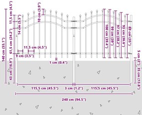 vidaXL Φράχτης Κήπου Woerden Γκρι 240 x 140 cm