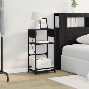 vidaXL Κομοδίνο Μαύρη δρυς 40 x 27 x 76 εκ Επεξεργασμένο ξύλο