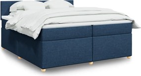 vidaXL Κρεβάτι Boxspring με Στρώμα Μπλε 200x200 εκ. Υφασμάτινο