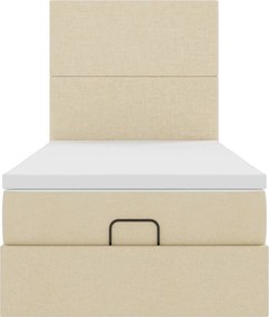 vidaXL Οθωμανικό κρεβάτι με στρώμα Cream 90x190cm ύφασμα
