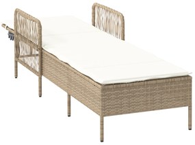 vidaXL Ξαπλώστρα Μπεζ και κρεμ Ρατάν PE 157 x 55 x 92 εκ. Πτυσσόμενη