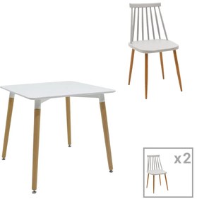 Intrahome Τραπεζαρία Aurora-Natali Intrahome σετ 3τεμ pp-mdf σε λευκό-γκρι-φυσική απόχρωση 80x80x76εκ | SKU: INTRAPA-311111085