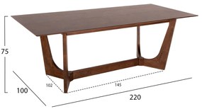 ΤΡΑΠΕΖΙ ΤΡΑΠΕΖΑΡΙΑΣ RIMER HM9742 MDF ΜΕ ΚΑΠΛΑΜΑ ΦΡΑΞΙΝΟΥ-ΚΑΡΥΔΙ ΧΡΩΜΑ 220X100x75Yεκ.