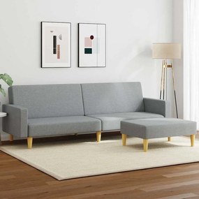 vidaXL Καναπές Κρεβάτι Διθέσιος με Υποπόδιο Ανοιχτό Γκρι Υφασμάτινος