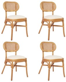 Καρέκλες Τραπεζαρίας 4 Τεμ. Λινές - Λευκό