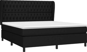vidaXL Κρεβάτι Boxspring με Στρώμα Μαύρο 180x200 εκ. Υφασμάτινο