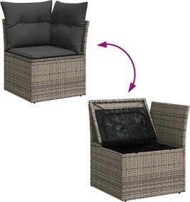 vidaXL Σετ Καναπέ Κήπου με μαξιλάρι 9 pcs Γκρι Πολυ ράταν