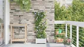 vidaXL Γλάστρα Κήπου Λευκό 40 x 40 x 126 cm Ατσάλι