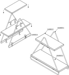 Ράφι Τοίχου Χρυσό / Καφέ MASA 38x42x16