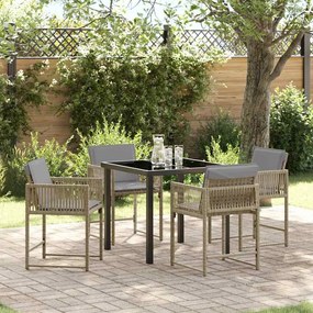 vidaXL Σέτ φαγητού για κήπο 5 pcs Μπεζ συνθετικό ρατάν