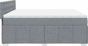 vidaXL Κρεβάτι Boxspring με Στρώμα Ανοιχτό Γκρι 200x200 εκ. Υφασμάτινο