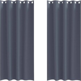 vidaXL Κουρτίνες Μαύρης Ύφανσης με Δαχτυλίδια 2 pcs Ανθρακί