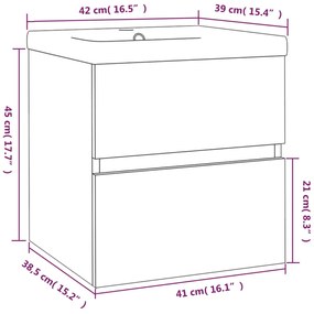 vidaXL Ντουλάπι Μπάνιου με Νιπτήρα Καφέ Δρυς Επεξεργασμένο Ξύλο