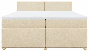 vidaXL Κρεβάτι Boxspring με Στρώμα Κρεμ 200x200 εκ. Υφασμάτινο