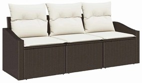 vidaXL Σετ Καναπέ Κήπου 3 pcs Καφέ, Κρέμα Πολυ rattan, βαμμένο ατσάλι