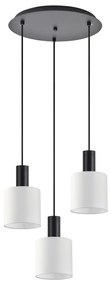 Φωτιστικό Οροφής  SE21-BL-4-3BL-SH1 ADEPT TUBE Black Pendant White Fabric Shade+ - 51W - 100W - 77-8509