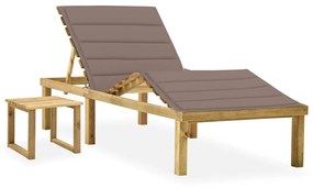 Ξαπλώστρα Κήπου από Εμποτ. Ξύλο Πεύκου με Τραπεζάκι & Μαξιλάρι