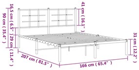 Πλαίσιο Κρεβατιού με Κεφαλάρι Μαύρο 160 x 200 εκ. Μεταλλικό - Μαύρο