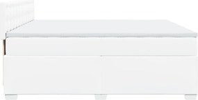 vidaXL Κρεβάτι Boxspring με Στρώμα Λευκό 200x200 εκ. Συνθετικό Δέρμα