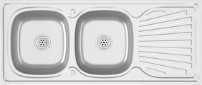 vidaXL Νεροχύτης Διπλή Γούρνα Ασημί 1200x600x155 χιλ. Ανοξείδ. Ατσάλι
