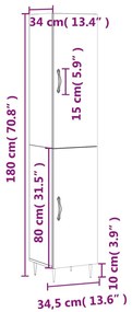 Μπουφές Sonoma Γκρι 34,5 x 34 x 180 εκ. από Επεξεργασμένο Ξύλο - Γκρι